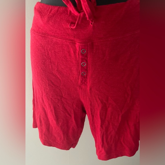 Aerie Red Ribbed Pj Shorts Size Medium - Picture 2 of 9